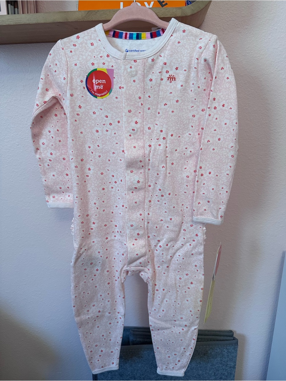 Magnetic Me Certified Organic Baby Pink Floral One-Piece